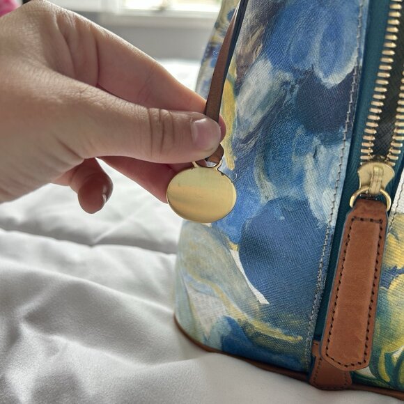 Brahmin Aspen Shoulder Bag Fuji Blue Yellow Flower Bag - Picture 4 of 16